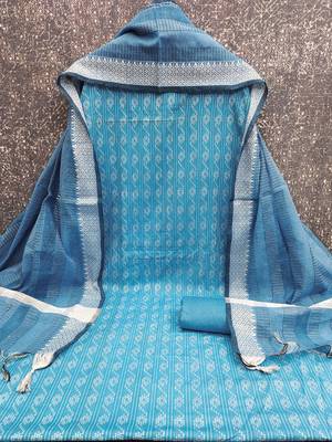 blue handloom cotton suit set 3