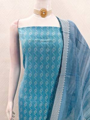 blue handloom cotton suit set 4