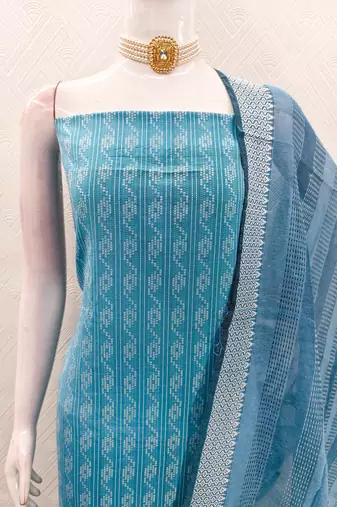 blue handloom cotton suit set
