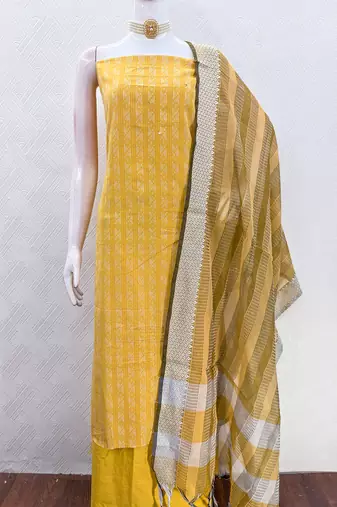 yellow handloom cotton suit set