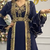 Navy Blue Moroccan Embroidered Stitched Kaftan with Handwork Heavy Golden Zari Work & Belt