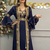 Navy Blue Moroccan Embroidered Stitched Kaftan with Handwork Heavy Golden Zari Work & Belt