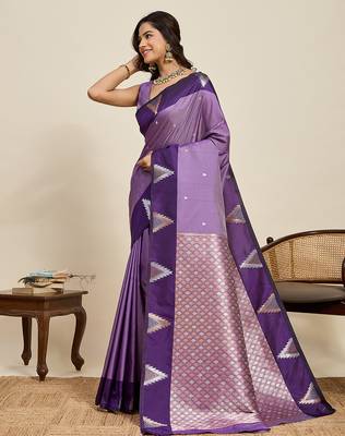 soft litchi art silk banarasi art silk jacquard saree (amrapali-01-lavender) 2