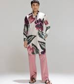 Multicolor printed cotton silk kurta pajama
