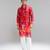 Red printed cotton silk kurta pajama