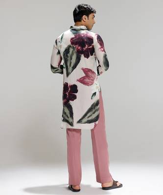Multicolor printed cotton silk kurta pajama 4