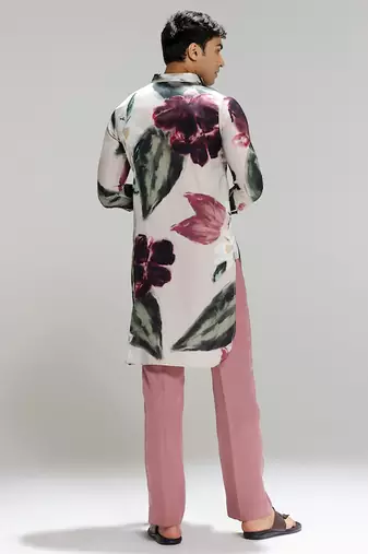 Multicolor printed cotton silk kurta pajama