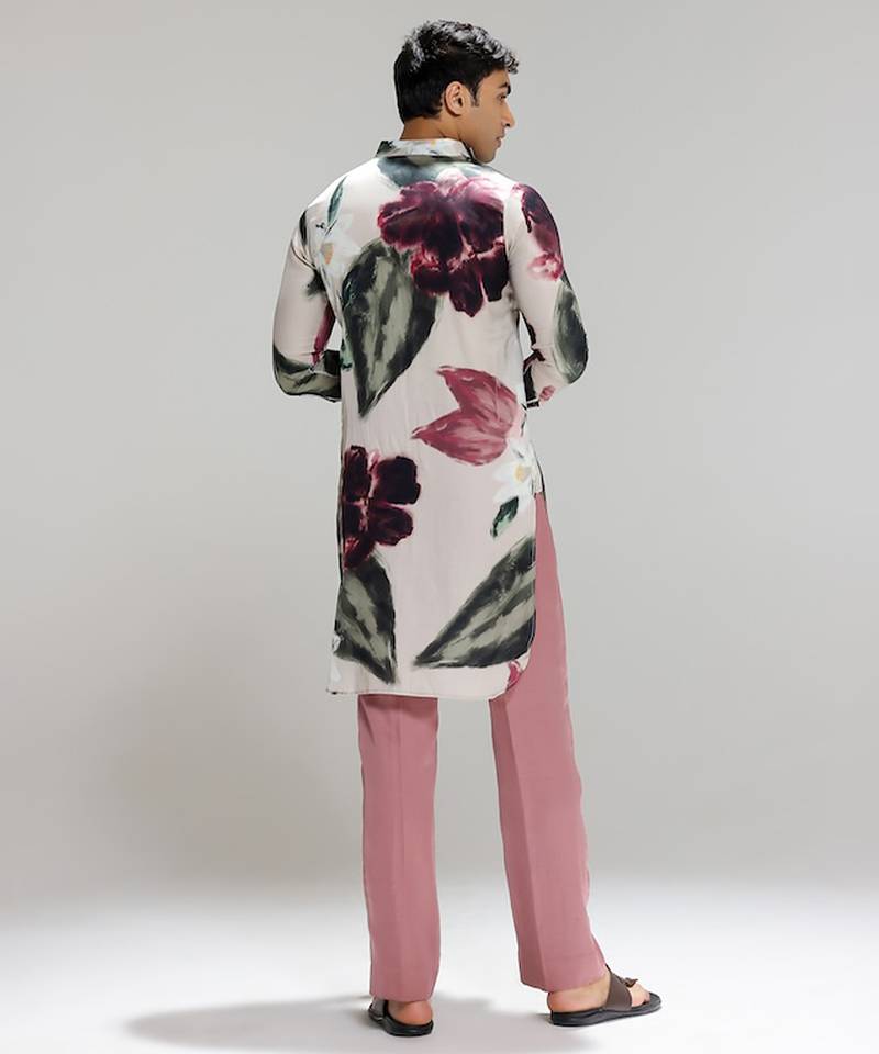 Multicolor printed cotton silk kurta pajama