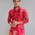 Red printed cotton silk kurta pajama