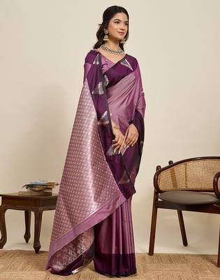 soft litchi art silk banarasi art silk jacquard saree (amrapali-01-wine) 4
