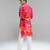 Red printed cotton silk kurta pajama