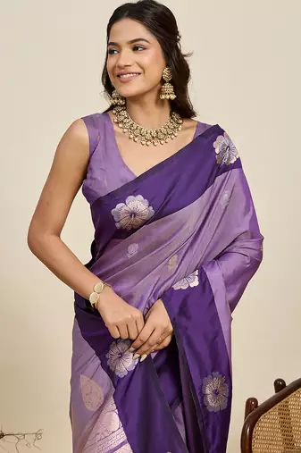 soft litchi art silk banarasi art silk jacquard saree (aamrapali-02-lavender)