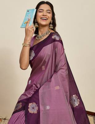 soft litchi art silk banarasi art silk jacquard saree (aamrapali-02-wine) 5