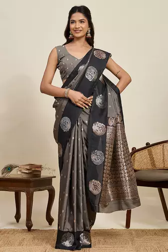 soft litchi art silk banarasi art silk jacquard saree (aamrapali-03-black)