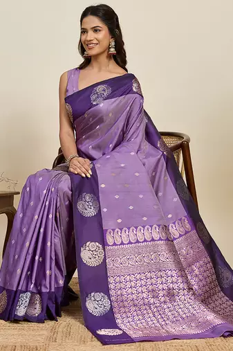 soft litchi art silk banarasi art silk jacquard saree (aamrapali-03-lavender)