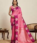 soft litchi art silk banarasi art silk jacquard saree (aamrapali-03-pink)