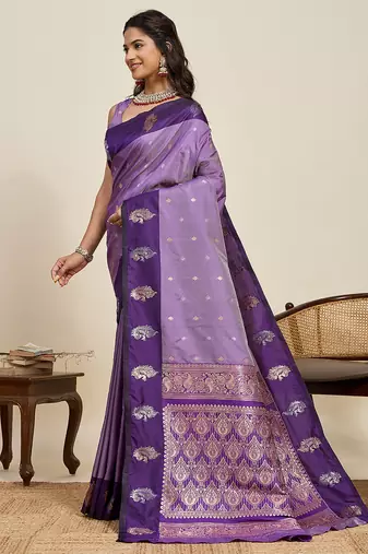 soft litchi art silk banarasi art silk jacquard saree (aamrapali-04-lavender)
