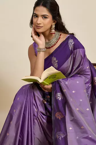 soft litchi art silk banarasi art silk jacquard saree (aamrapali-04-lavender)