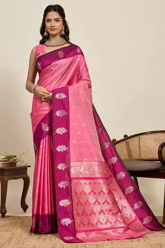 soft litchi art silk banarasi art silk jacquard saree (aamrapali-04-pink)