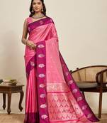 soft litchi art silk banarasi art silk jacquard saree (aamrapali-04-pink)