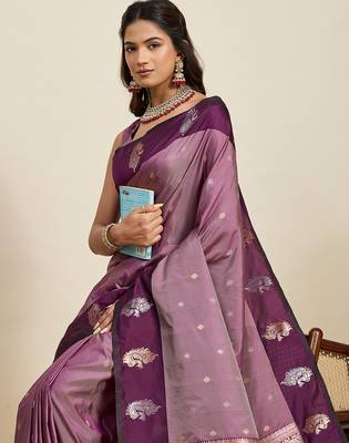 soft litchi art silk banarasi art silk jacquard saree (aamrapali-04-wine) 5