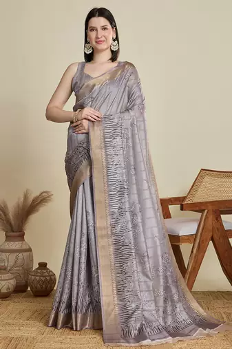 cotton art silk fancy jacquard bollywood saree (abhilasha-grey)