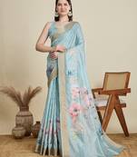 cotton art silk fancy jacquard bollywood saree (abhilasha-skyblue)