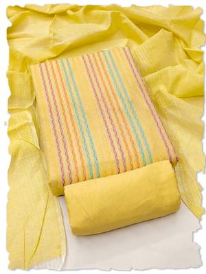 Yellow multicolor embroidered cotton suit set 1