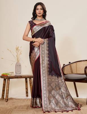 soft litchi art silk banarasi art silk jacquard saree (amar-gala-01-maroon) 1