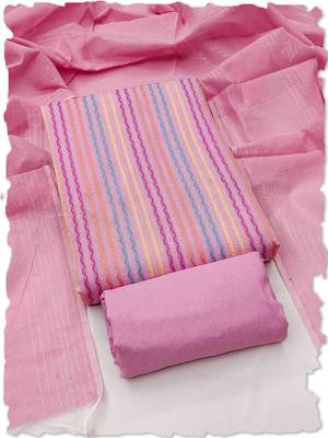 Pink multicolor embroidered cotton suit set 1