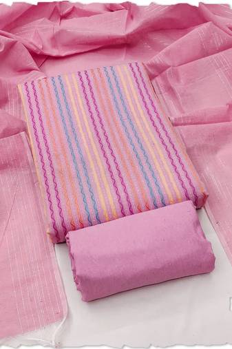 Pink multicolor embroidered cotton suit set