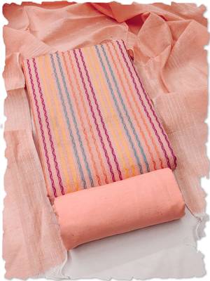 Peach multicolor embroidered cotton suit set 1