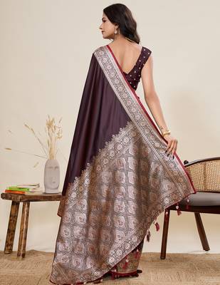 soft litchi art silk banarasi art silk jacquard saree (amar-gala-01-maroon) 3