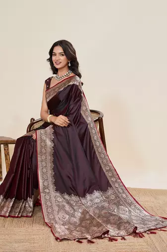 soft litchi art silk banarasi art silk jacquard saree (amar-gala-01-maroon)