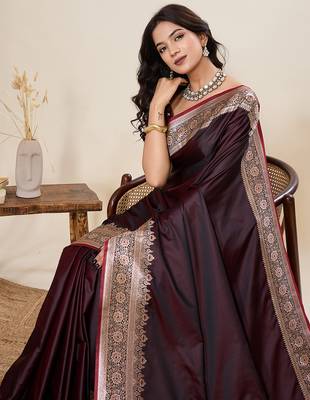 soft litchi art silk banarasi art silk jacquard saree (amar-gala-01-maroon) 5