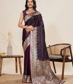 soft litchi art silk banarasi art silk jacquard saree (amar-gala-01-wine)