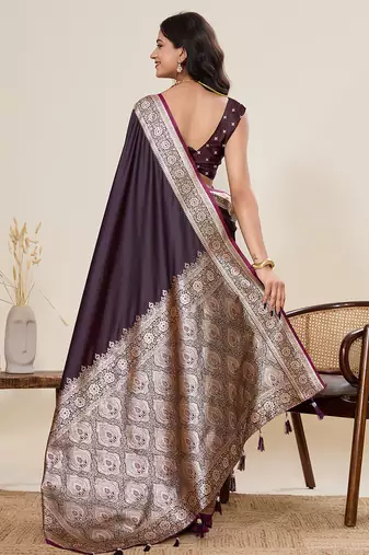 soft litchi art silk banarasi art silk jacquard saree (amar-gala-01-wine)