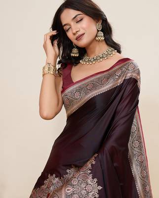 soft litchi art silk banarasi art silk jacquard saree (amar-gala-02-maroon) 5