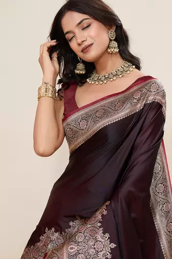 soft litchi art silk banarasi art silk jacquard saree (amar-gala-02-maroon)
