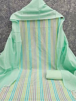 Pastel green multicolor embroidered cotton suit set 3
