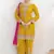 Yellow chinon silk embroidered Palazzo salwar suit