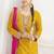 Yellow chinon silk embroidered Palazzo salwar suit