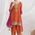 Orange chinon silk embroidered Palazzo salwar suit