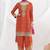 Orange chinon silk embroidered Palazzo salwar suit