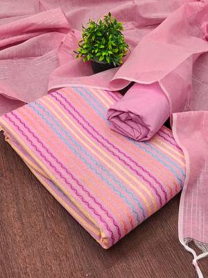 Pink multicolor embroidered cotton suit set 2