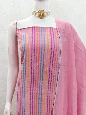 Pink multicolor embroidered cotton suit set 4