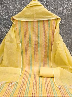 Yellow multicolor embroidered cotton suit set 3