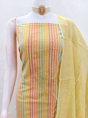 Yellow multicolor embroidered cotton suit set 4