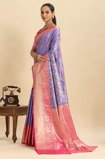 soft litchi art silk kanjeevaram art silk jacquard saree (anarkali-lavender)