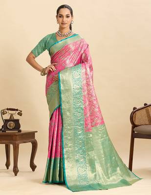 soft litchi art silk kanjeevaram art silk jacquard saree (anarkali-peach) 1